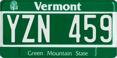 VT license plate YZN459