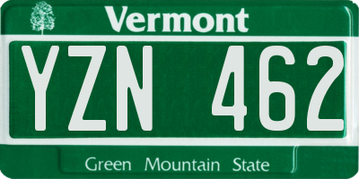 VT license plate YZN462