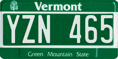 VT license plate YZN465