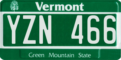 VT license plate YZN466