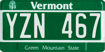 VT license plate YZN467