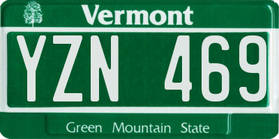 VT license plate YZN469