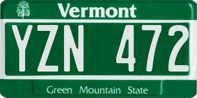VT license plate YZN472
