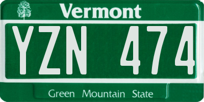 VT license plate YZN474