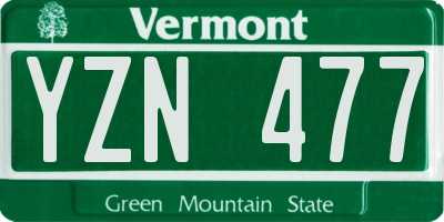 VT license plate YZN477