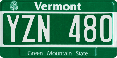 VT license plate YZN480