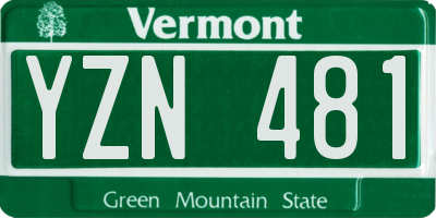 VT license plate YZN481