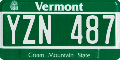 VT license plate YZN487