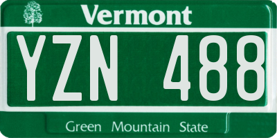 VT license plate YZN488