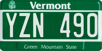 VT license plate YZN490