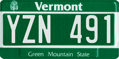 VT license plate YZN491
