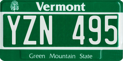 VT license plate YZN495