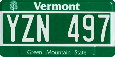 VT license plate YZN497