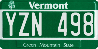 VT license plate YZN498