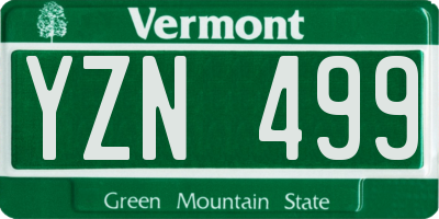 VT license plate YZN499
