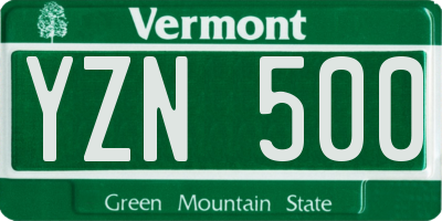 VT license plate YZN500