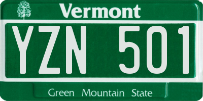 VT license plate YZN501