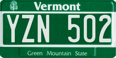 VT license plate YZN502
