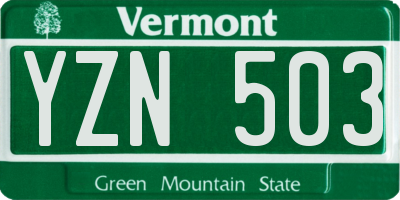 VT license plate YZN503