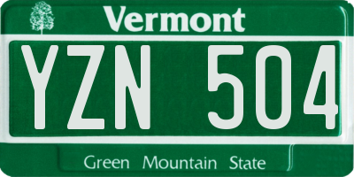 VT license plate YZN504