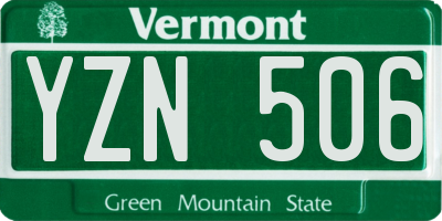 VT license plate YZN506