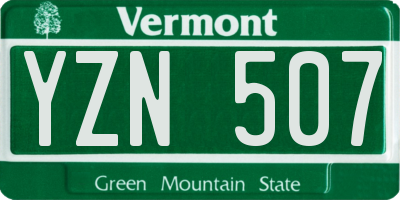 VT license plate YZN507