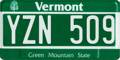 VT license plate YZN509