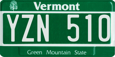 VT license plate YZN510