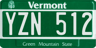 VT license plate YZN512