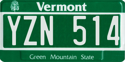 VT license plate YZN514