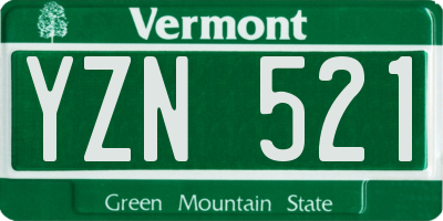 VT license plate YZN521