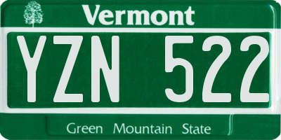 VT license plate YZN522
