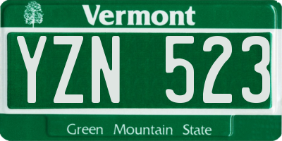 VT license plate YZN523