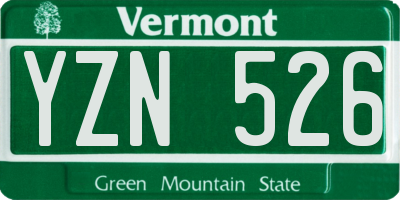 VT license plate YZN526