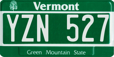 VT license plate YZN527
