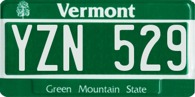 VT license plate YZN529