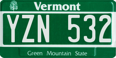 VT license plate YZN532