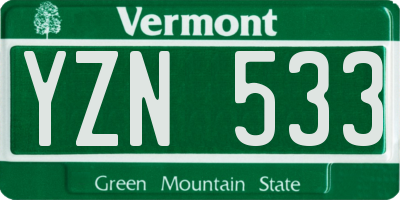 VT license plate YZN533