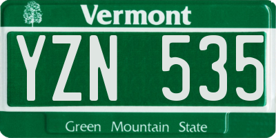 VT license plate YZN535