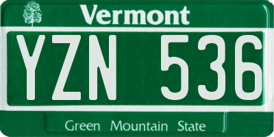 VT license plate YZN536