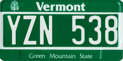 VT license plate YZN538