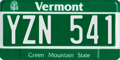 VT license plate YZN541