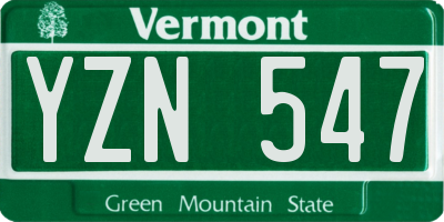 VT license plate YZN547