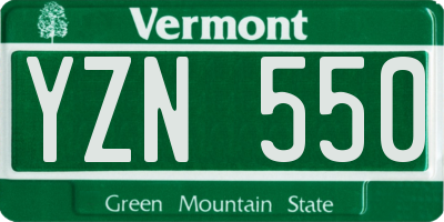 VT license plate YZN550