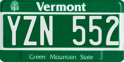 VT license plate YZN552