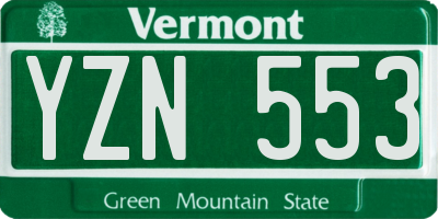 VT license plate YZN553