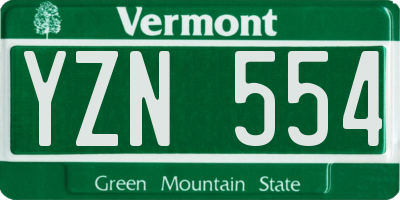 VT license plate YZN554