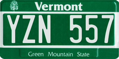 VT license plate YZN557