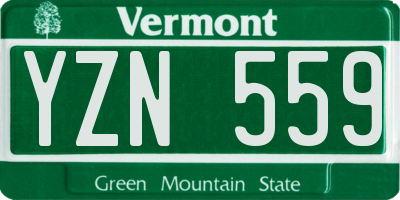 VT license plate YZN559