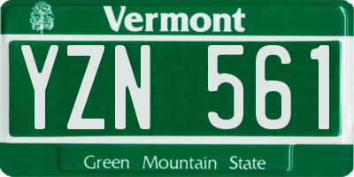 VT license plate YZN561